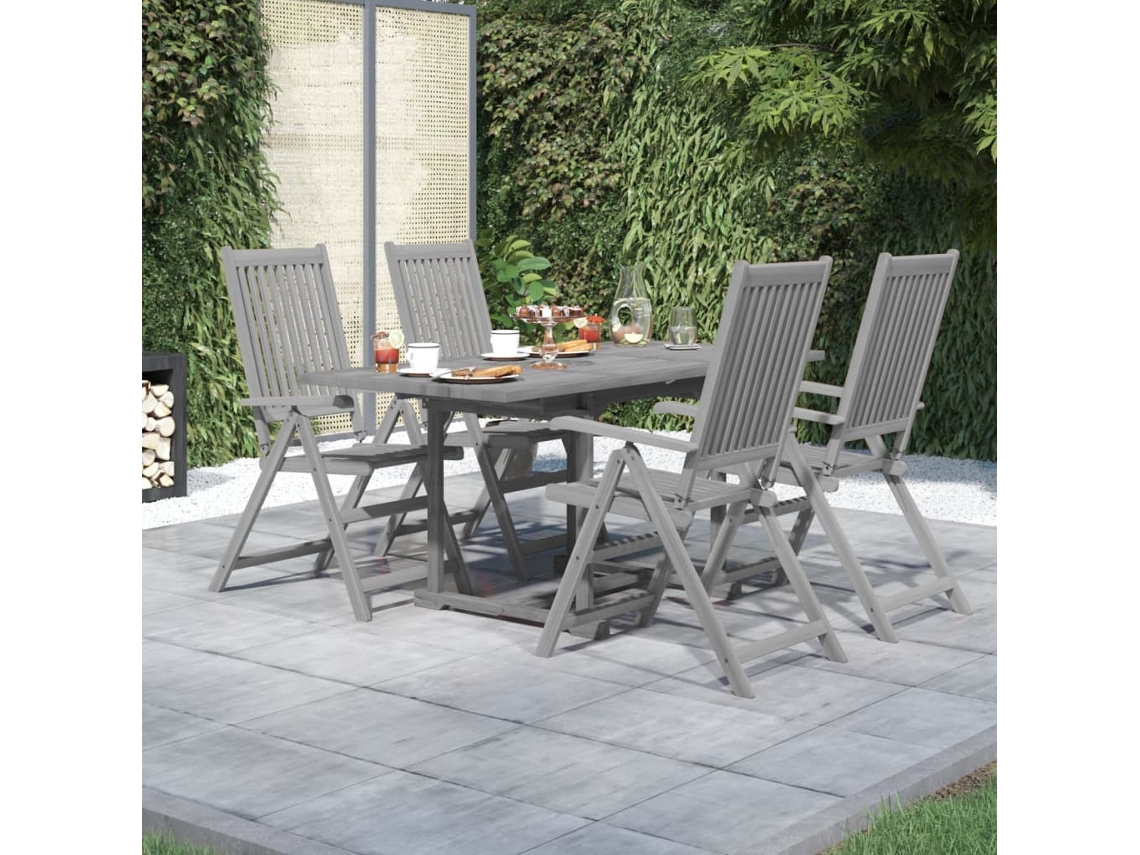 Juego de comedor de jardín de 5 piezas en madera maciza de acacia, DKD Home Decor