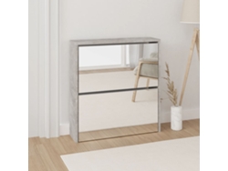 Mueble Zapatero | Zapatero Con Espejo 2 Niveles Gris Hormigón 63x17x67 Cm