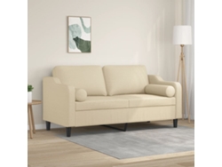 Sofá De 2 Plazas Con Cojines Tela Color Crema 140 Cm
