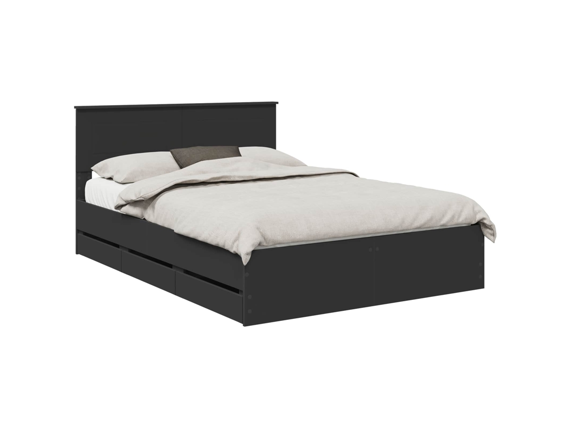Maison Exclusive - Estructura De Cama Negro 140 X 190 Cm Madera Ingenieril