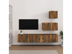 Pack Muebles de Armario Tv 4 Pzs Madera Procesada Roble Ahumado