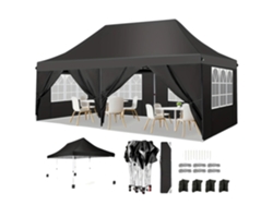 Cenador plegable, tejido impermeable, altura regulable, color negro.