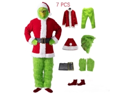 Disfraz de Grinch de 7 piezas para adulto, disfraz completo de Papá Noel, talla XL