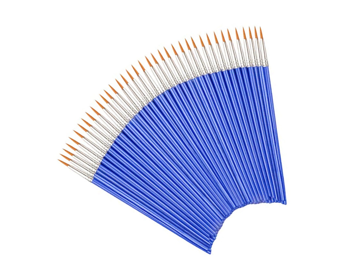 Juego de 50 pinceles redondos y planos de nailon, ideales para pintura al óleo. MDUG
