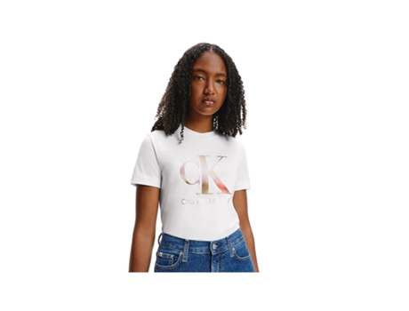 Camiseta para Mujer CALVIN KLEIN (S - Blanco)