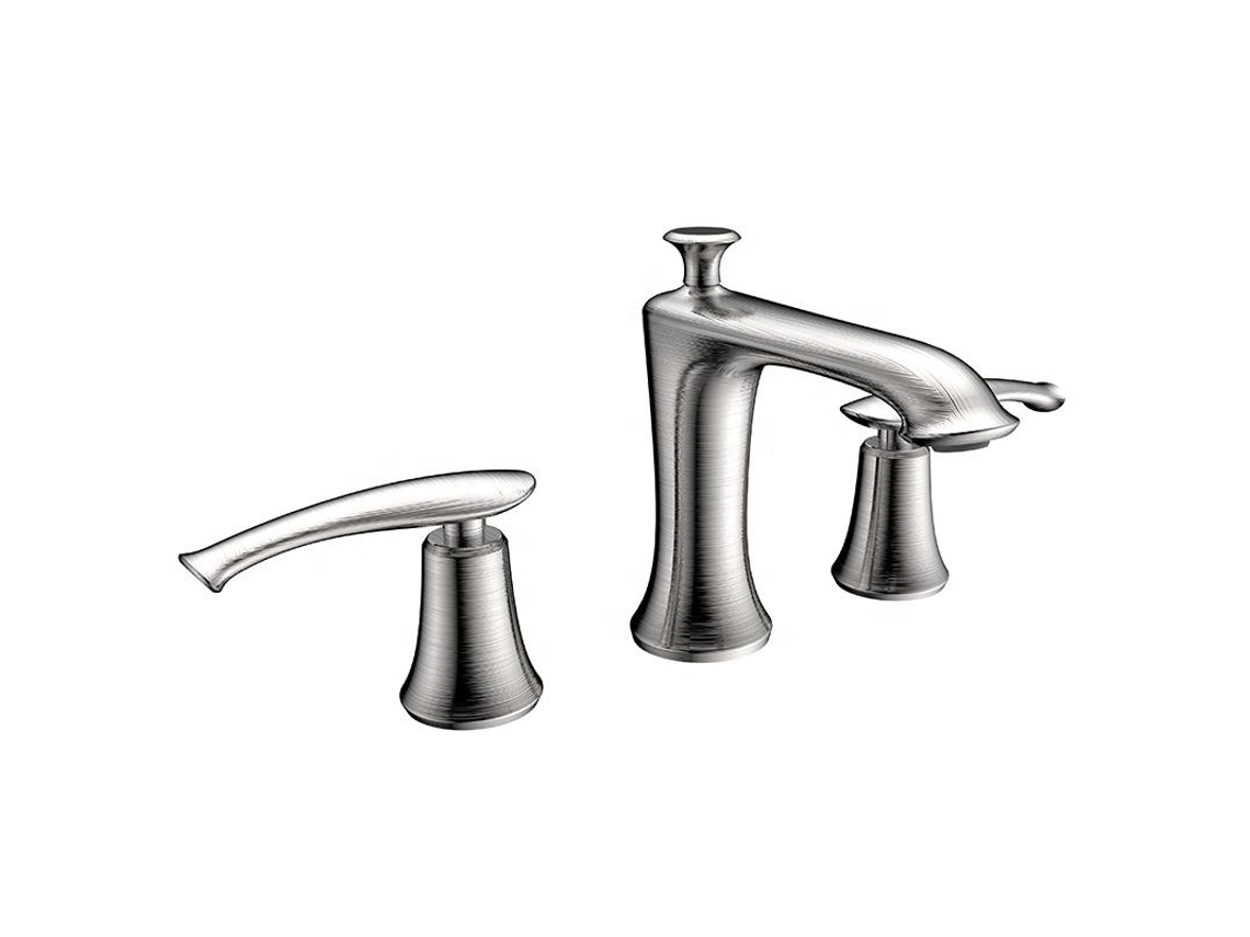 Grifo De Lavabo Con Repisa 3 Agujeros 401 Níquel Cepillado, Colección Eas