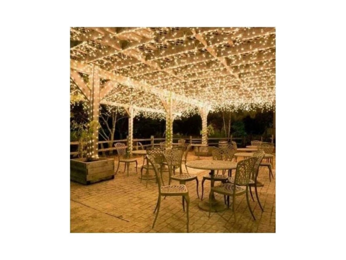 Rack De Luzes Led De 100 M Com 600 Leds Para Festas, Casamentos, Interiores/exteriores E Jardins (branco Quente)