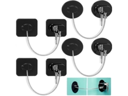4 Candados Nevera Con 8 Llaves, Seguridad Niños Para Electrodomésticos Cocina, Muebles Aperturables, Adhesivo Fuerte Y Duradero Negro