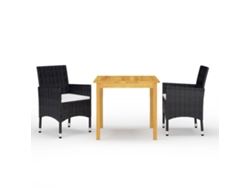 Juego de comedor de jardín negro de 2 piezas Dkd Home Decor