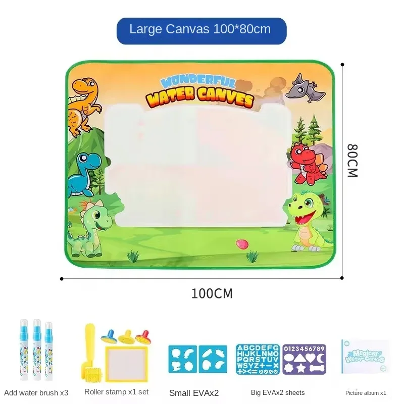 Lienzo mágico para grafitis en acuarela con tapete repetible MDUG (dinosaurio de 100 cm)