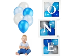 Caja De Globos Uno Para El Primer Cumpleaños Con 26 Globos. Decoración Para Fiesta De Bebé Niño/niña.