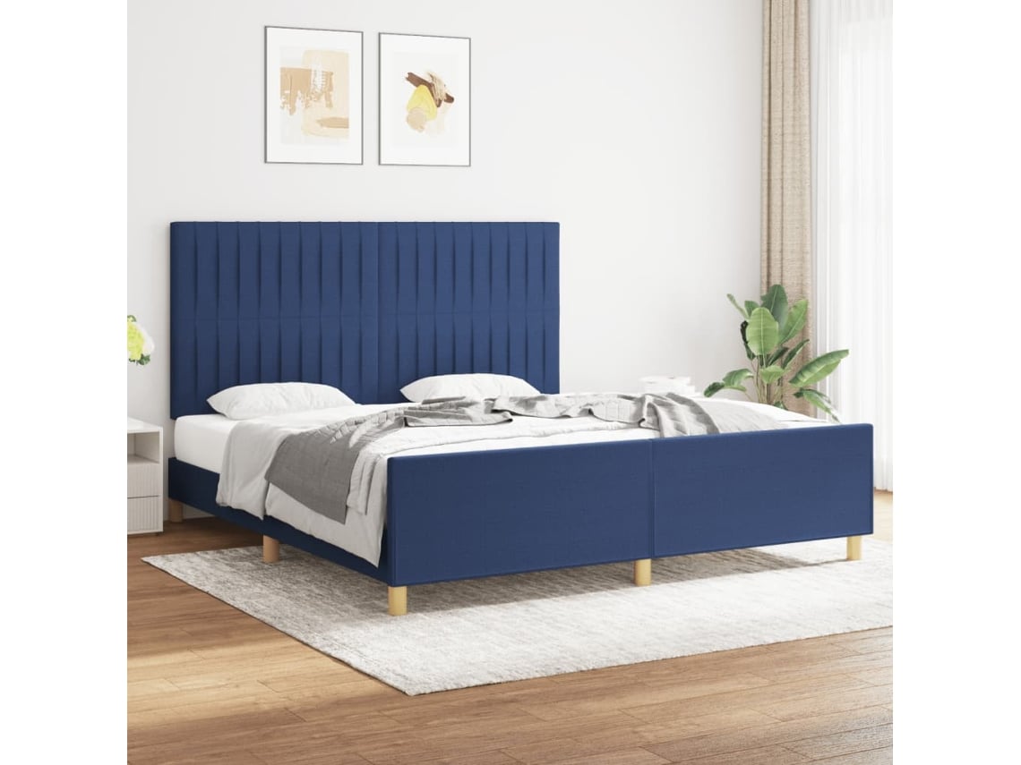 Cama Sin Colchón Tela Azul 180x200 Cm