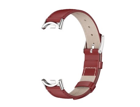 Correa Smartwatch para Xiaomi Mi Band 8 Mijobs Cuero Genuino (Rojo Plata)