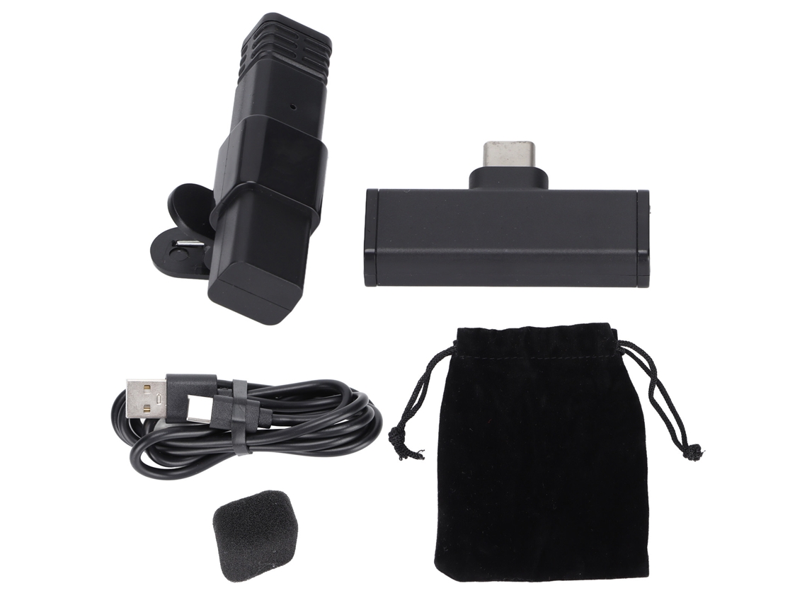 Microfone Lavalier Sem Fio Omnidirecional Condensador Clip On Para Gravacao Youtube Podcast Video Conferencia Preto