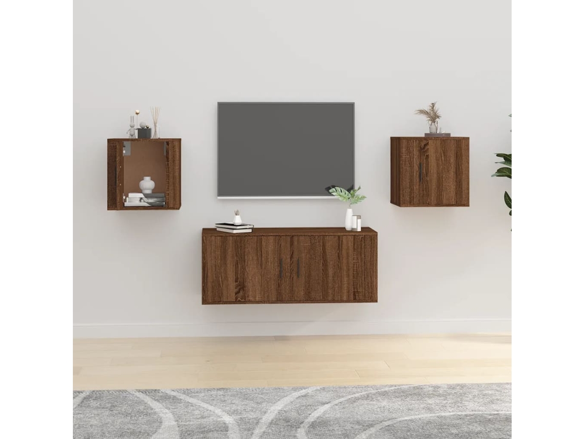Estantería/Muebles de TV de Pared 2 Pzs 40X34,5X40 Cm Roble Marrón