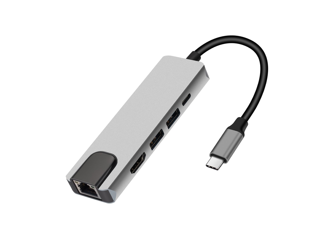 Usb C Hub 5 en 1 Adaptador multipuerto Ethernet Usb3.1 Dock Compatible con HDMI para Macbook Pro/Air Chromebook Dell Xps Hp y dispositivos BISBISOUS