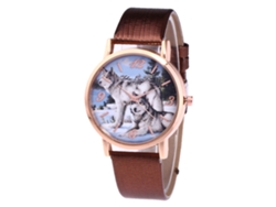 Reloj De Pulsera Analógico De Cuarzo Con Correa De Pu, Esfera Redonda, Unisex, Estilo Casual (rojo)