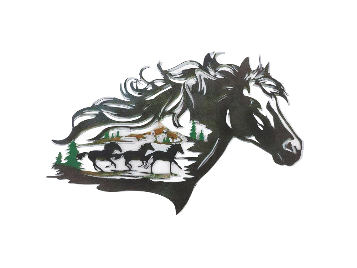 Silueta de caballo de metal para decoración de pared