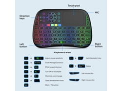 Teclado Inalámbrico De 2,4 Ghz Con Control Táctil, Control Por Voz Y Mando A Distancia Por Infrarrojos Para Smart Tv, Pc Y Portátiles.
