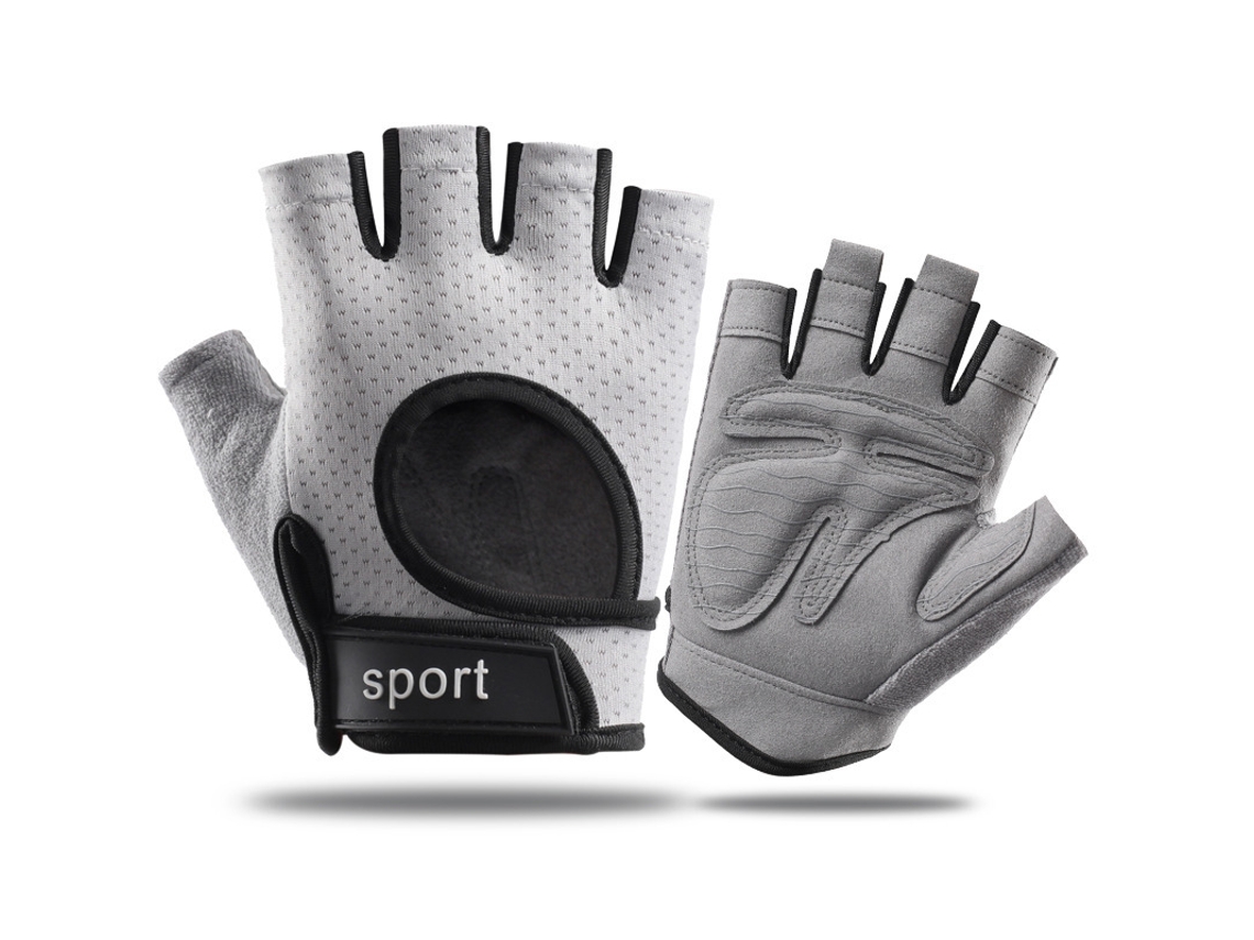 Guantes de ciclismo de medio dedo, transpirables, resistentes al desgaste y antideslizantes, color gris claro/XL Gertiz