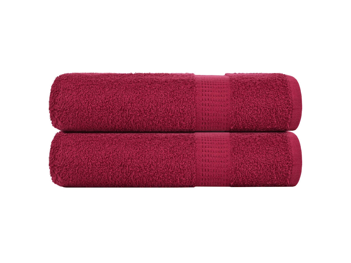 Toallas De Ducha 2 Uds 100 Algodón Burdeos 70x140 Cm 360 Gsm Wsd309691