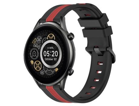 Correa de reloj inteligente para Xiaomi Haylou RT2 LS10 Correa de reloj de silicona vertical de dos colores de 22 mm (negro + rojo)