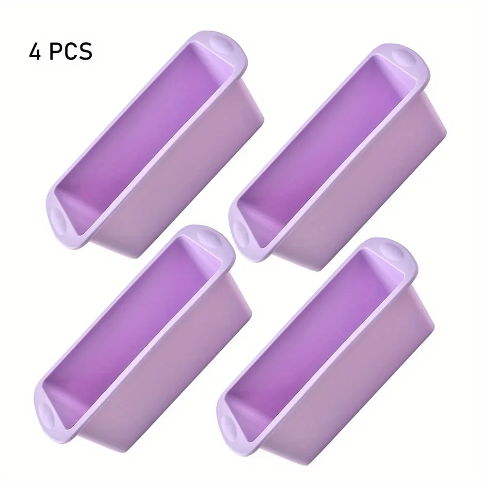 (juego De 4 Moldes De Silicona Morados Para Pasteles) Adecuado Para Hornear Pan Y Tostadas, Utensilios De Cocina