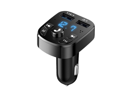Transmisor FM inalámbrico Bluetooth Reproductor de MP3 para coche PETHUEL 3.1A Usb Tipo-C Cargador Rápido CZ-240225-43 Negro
