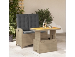 Juego de comedor de jardín con cojines, mimbre beige, Dkd Home Decor