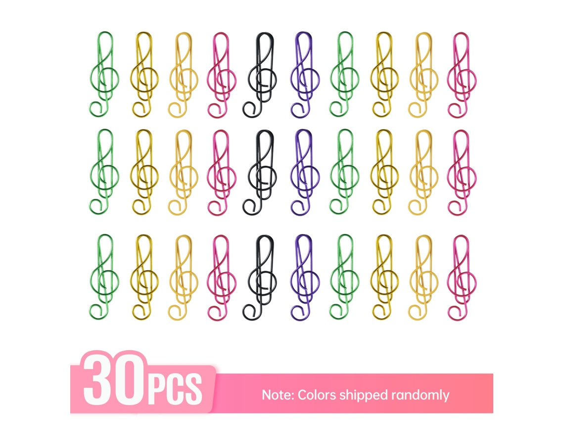 30 Clips De Papel De Notas Musicales Bonitos Alambres Metálicos Para Suministros De Oficina Y Escuela