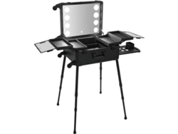 Estuche de maquillaje, altura ajustable, iluminación LED, negro.