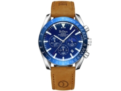 Reloj De Hombre Elegante (marrón/azul), Cronógrafo De Seis Manecillas, Reloj Deportivo Multifuncional De Cuarzo Con Acabado Luminoso.
