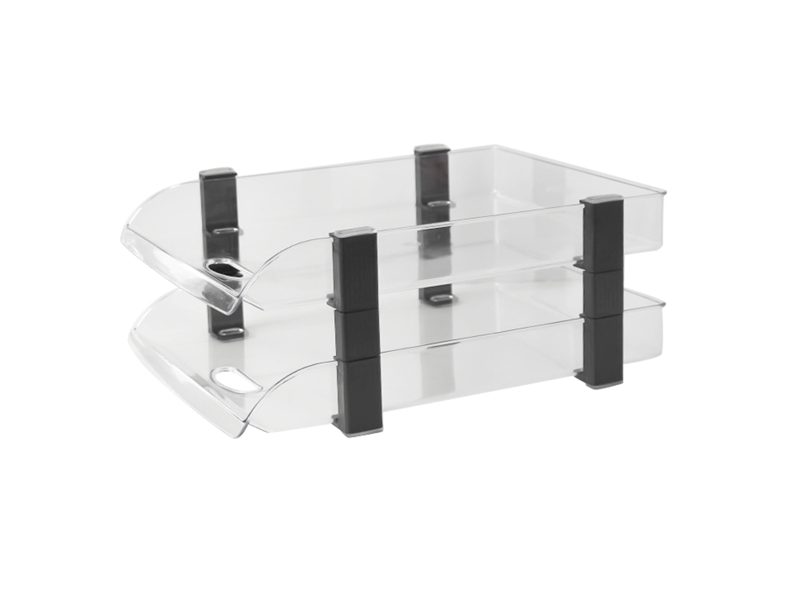 Bandeja Organizadora De Escritorio De Acrílico Transparente De 2 Niveles Para Archivos, Ideal Para Oficina, 280 X 372 X 144 Mm.