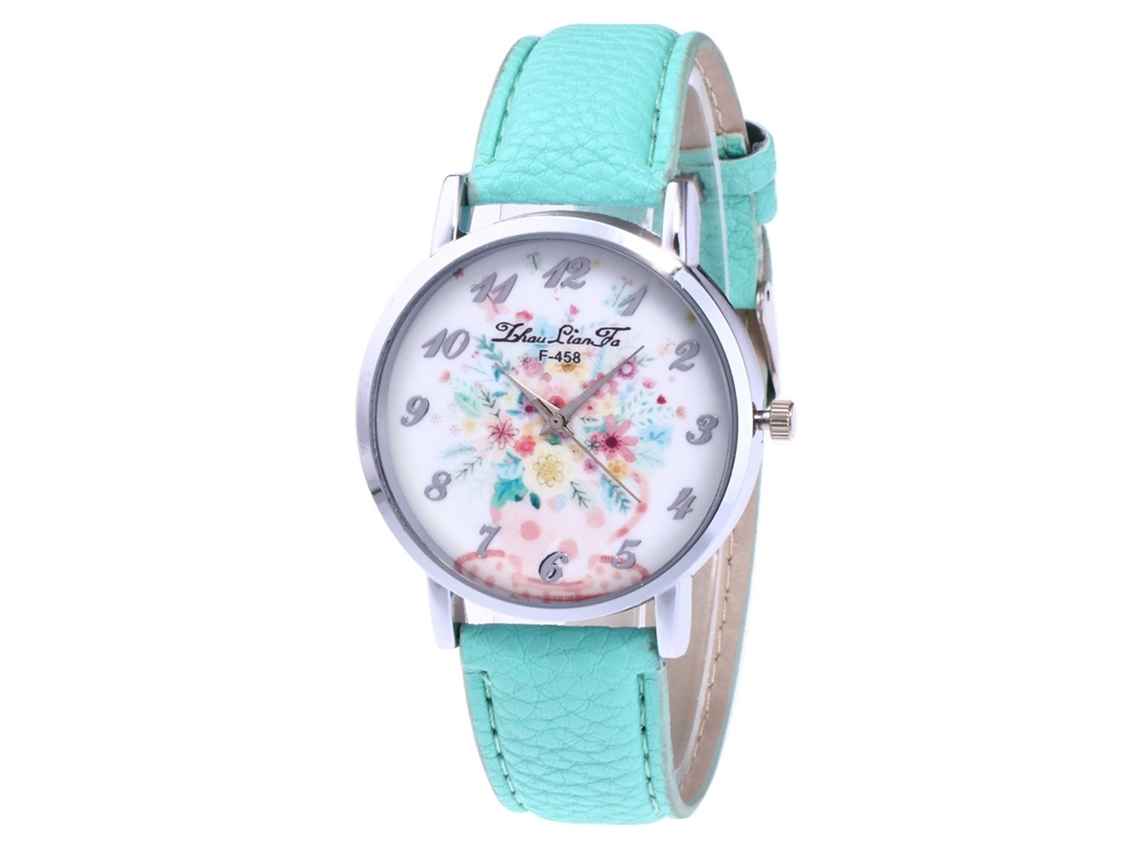 Reloj De Dama Zhoulianfa Ginebra Correa De Cuero Quartz Patrón Margarita F-458a Mint