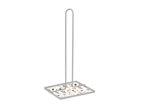 Portarrollo De Papel De Cocina Versa Sansa Flores Metal Acero Madera Mdf (16,5 X 31 X 13 Cm)
