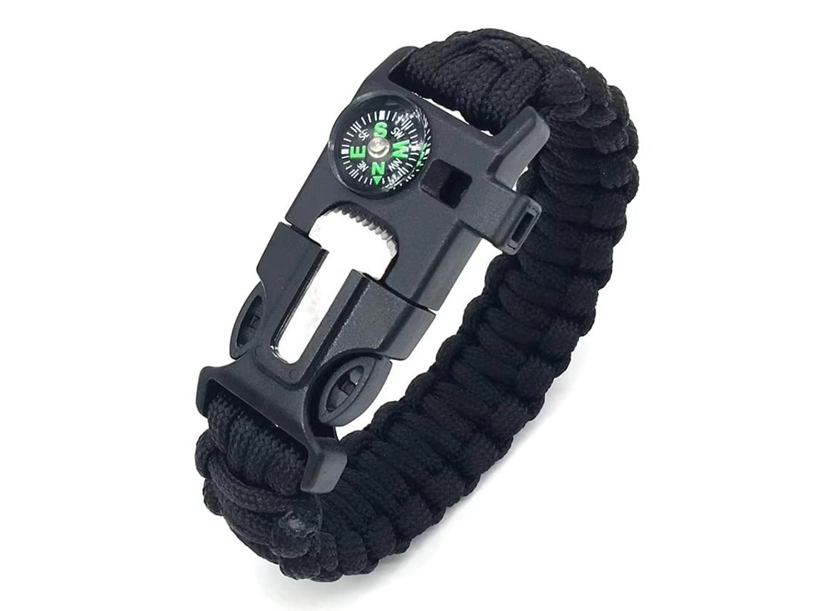 Pulsera Multifunción 5 En 1 Con Piedra De Fuego, Brújula Y Silbato De Rescate, Equipo De Supervivencia Para Senderismo, Camping Y Pesca