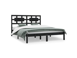 Maison Exclusive - Estructura De Cama De Madera Maciza De Pino Negra 200x200 Cm
