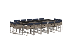 Maison Exclusive - Conjunto De Comedor De Jardín De 15 Piezas Con Cojines, Poliratán Gris