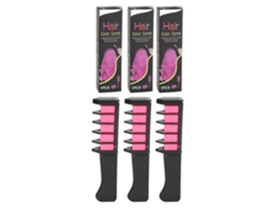 3pcs Peine De Tiza Para Cabello Color Temporal Lavable Suave Para Cosplay Diy Fiesta De Navidad Cumpleaños Rosa
