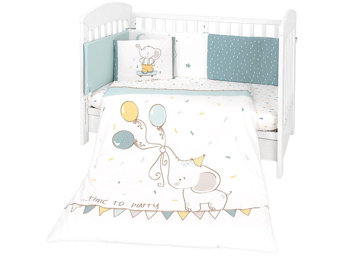 Juego De Cama Juego De 6 Piezas 70X140Cm Tiempo De Elefante KIKKABOO