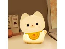 Lámpara de gato de la suerte, de silicona kawaii, recargable, para la fortuna y la buena suerte (blanca)