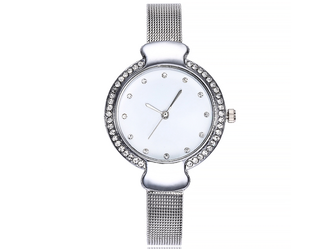 Reloj De Pulsera Para Mujer Vansvar Con Correa De Malla De Aleación Y Diamantes De Imitación, Diseño Sencillo.