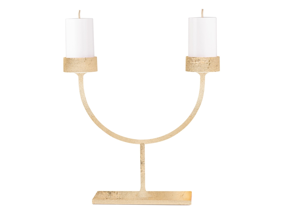Lámpara Mesa Led Inalámbrica Perpetua, Acabado Pan De Oro, Diseño Candelabro, Estructura Aluminio Fundido A Presión, Recargable, Protección Ip54