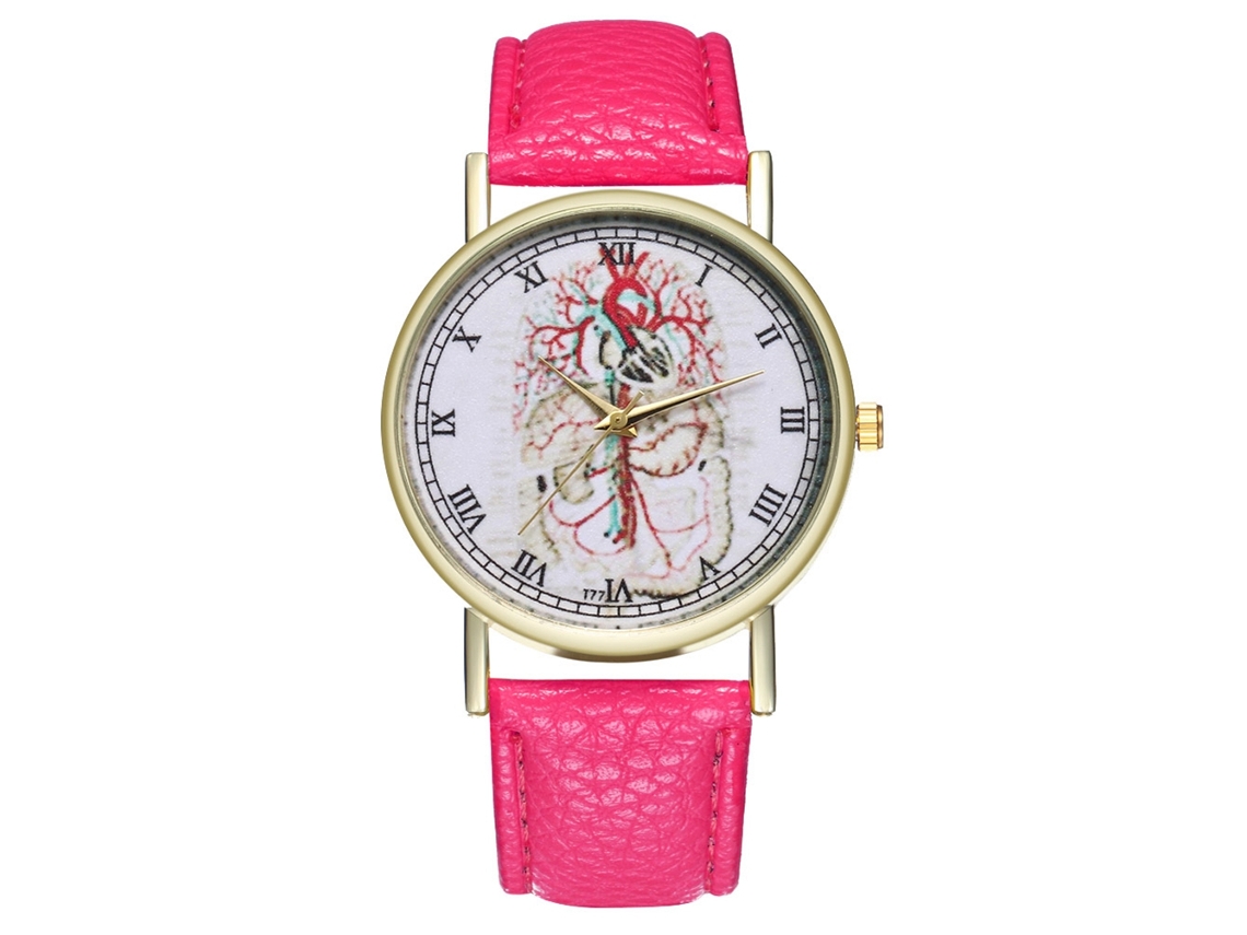 Reloj De Pulsera Unisex Para Parejas Con Correa De Piel Sintética, Cuarzo Rosa.