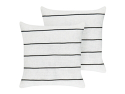Lote de cojines decorativos BELIANI Milas de Lino Negro/blanco 50x50x8