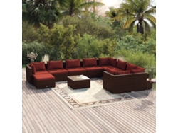 Conjunto de jardín de 11 piezas con cojines de mimbre marrón de DKD Home Decor