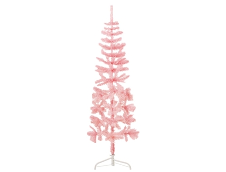 vidaXL Medio árbol de Navidad artificial con soporte rosa 150 cm