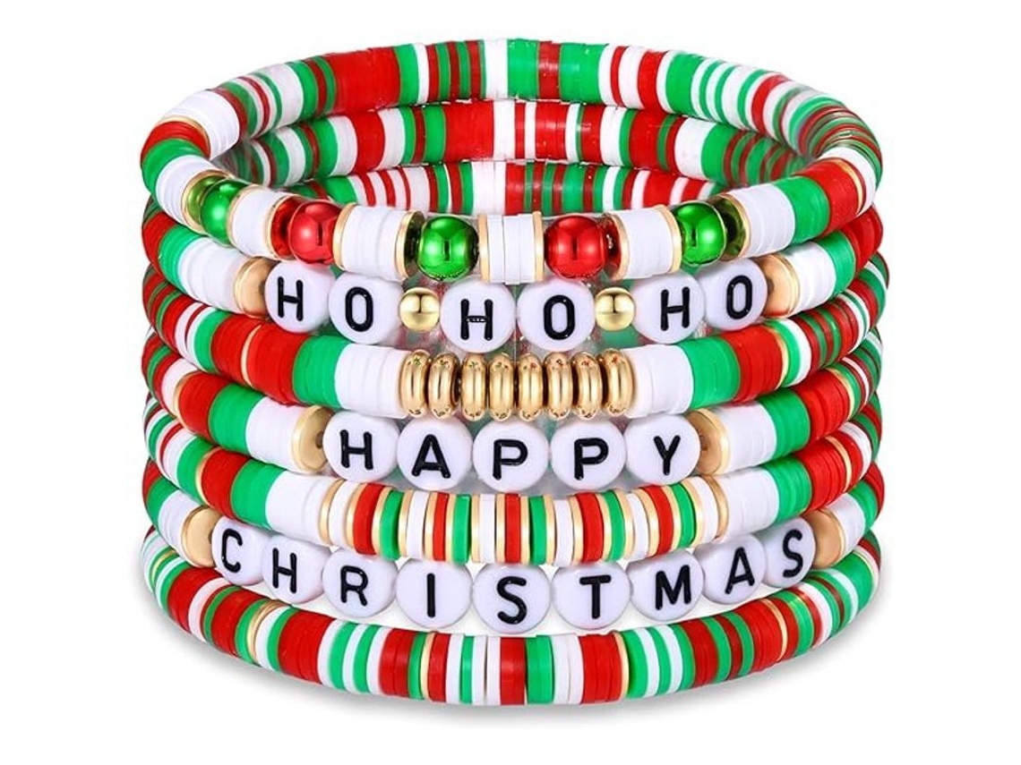 Pulseras Elásticas Con Cuentas Para Mujeres, Niñas Y Adolescentes, Pulseras Apilables Con Dijes Estilo Y2k, Joyería Navideña Playera Y Preppy.