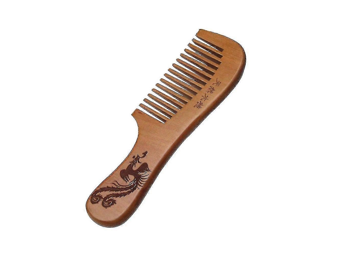 Peine de madera de durazno con grabado de dragón y fénix para un masaje saludable y cuidado capilar antiestático. Tienda Jinyubo