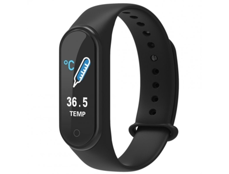 Smartwatch Monitor de temperatura corporal M4S con carga magnética IP67 Podómetro impermeable Monitor de frecuencia cardíaca Negro